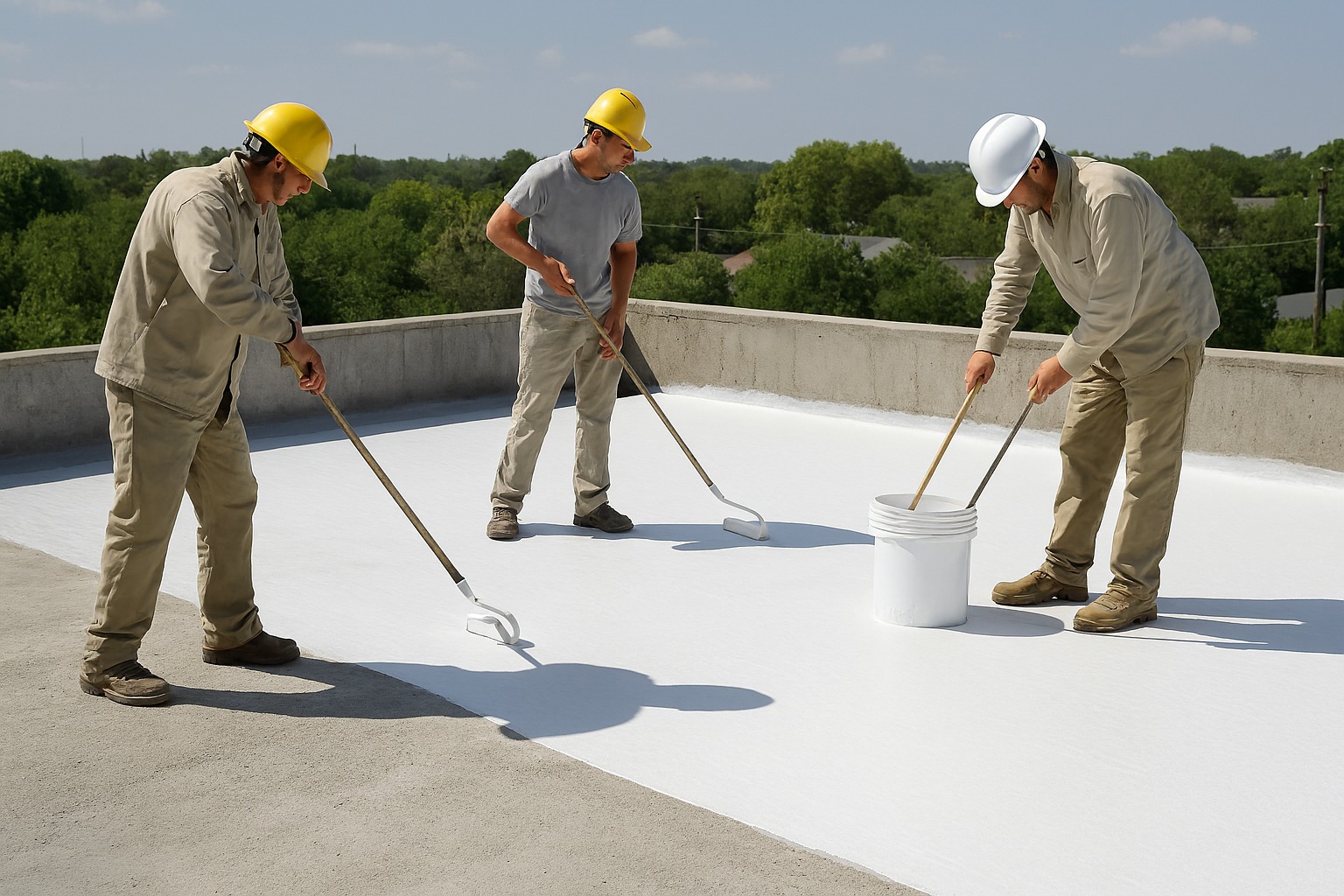 Imagen ilustrativa de trabajos de impermeabilización en una terraza